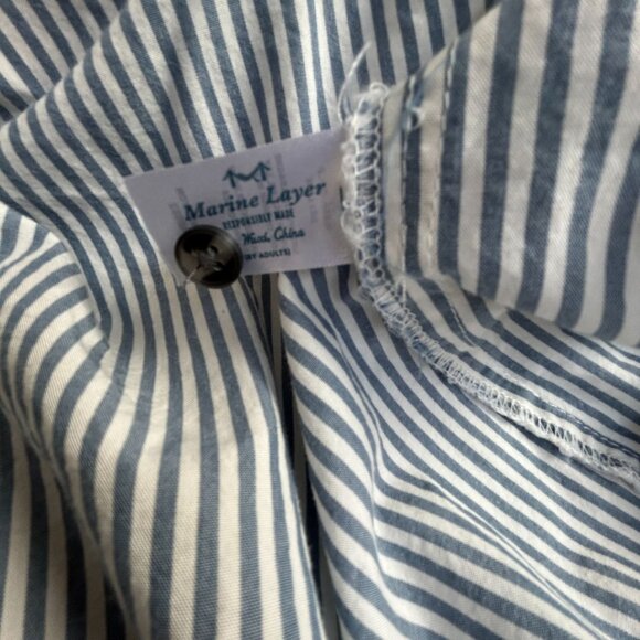 Marine Layer Womens Striped Button-Front Short Sleeve Shirt Dress Small Blue - Picture 4 of 9